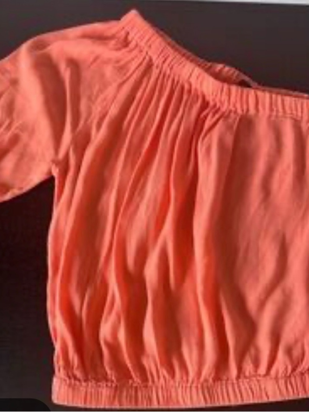 Lightweight Off-Shoulder Bubble Blouse in Coral